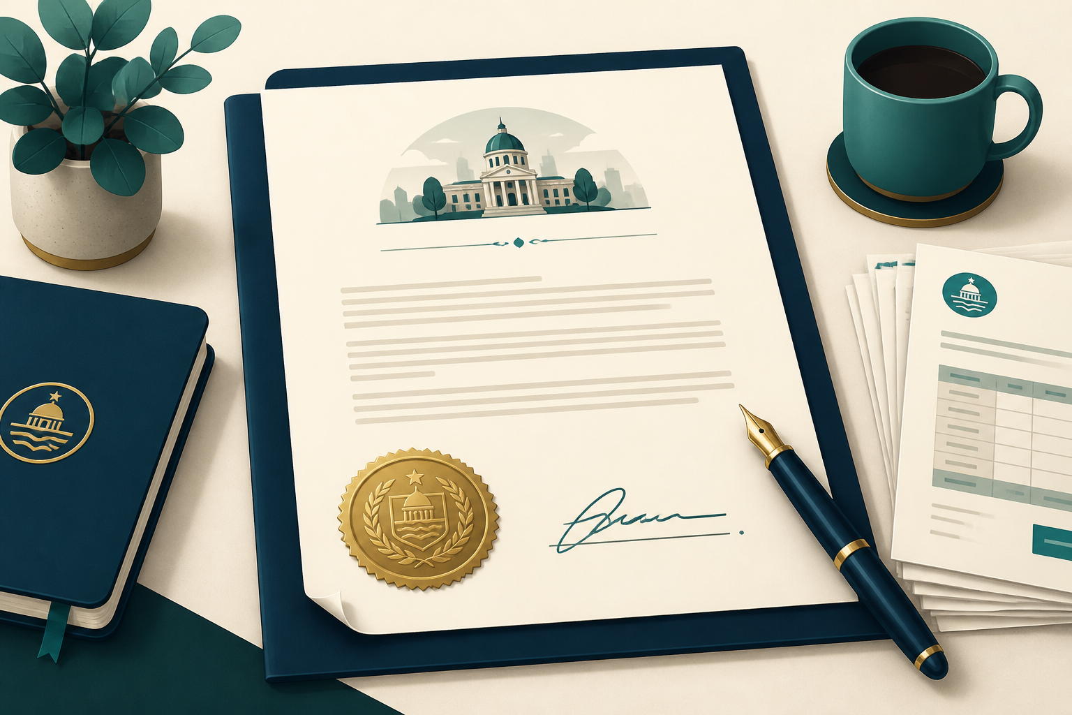NJ government contract documents on a mobile device